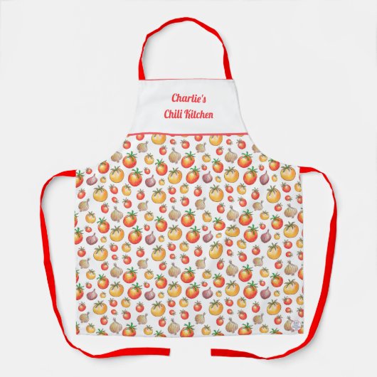 Tomato Zwiebel Chili Patten HandGezeichnet Sommer  Schürze (Vorderseite)