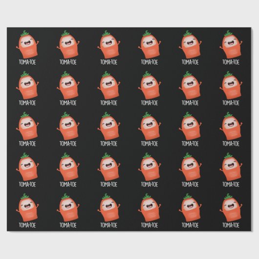 Tomatoe Funny Tomato Pun Dark BG Geschenkpapier (Flach)