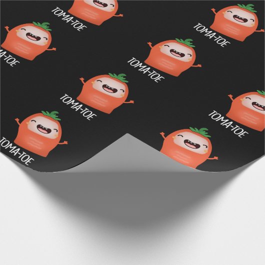 Tomatoe Funny Tomato Pun Dark BG Geschenkpapier (Ecke)