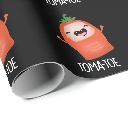 Tomatoe Funny Tomato Pun Dark BG Geschenkpapier (Rolleneckpunkt)
