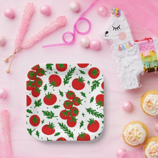 tomatoes arugula vegetables vegan vegetarian pappteller (Party)