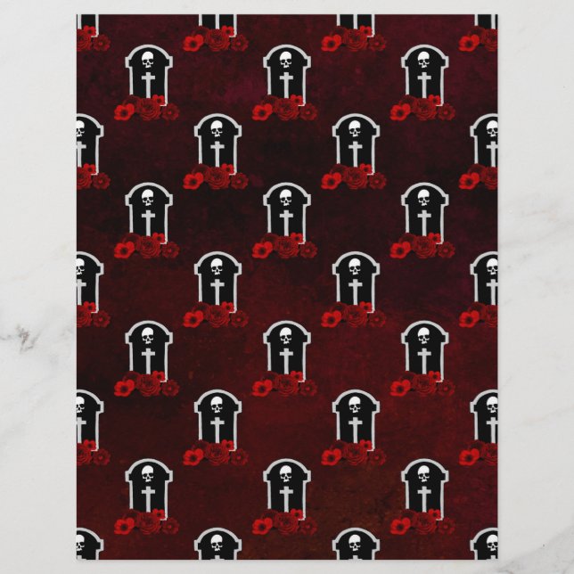 Tomb Stones & Rose Halloween Scrapbook Paper (Vorderseite)