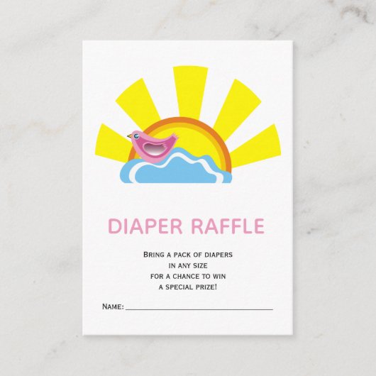 Tombola "Bird and sun diaper" Kinderdusche Begleitkarte (Vorderseite)