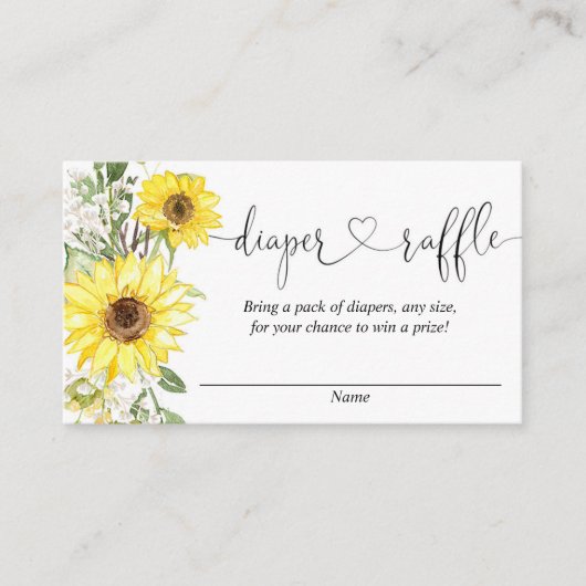 Tombola-Karte für Sonnenblumen Begleitkarte (Vorderseite)