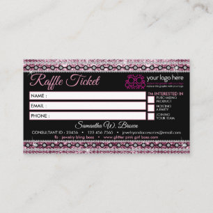 Tombola-Ticket Glitz Pink Juweliergeschäft Visitenkarte