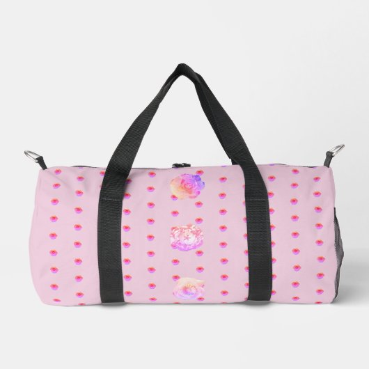 Tomboy Pink Boho Blumen-Duffel-Tasche Duffle Bag (Vorderseite)