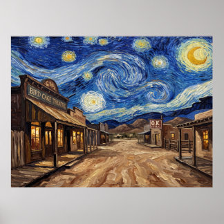 Tombstone Arizona Sternennacht Western-Landschaft Poster