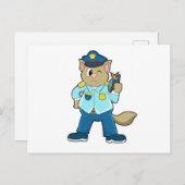 Tomcat als Polizeibeamter mit Uniform & Mikrofon Postkarte (Vorne/Hinten)