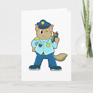 Tomcat als Polizist mit Uniform und Mikrofon Karte