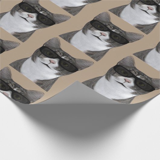 Tomcat sieht so Cool aus mit Schatten Geschenkpapier (Ecke)