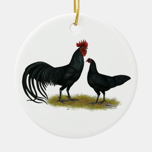 Tomeru Long Crower Chickens Keramikornament (Vorne)