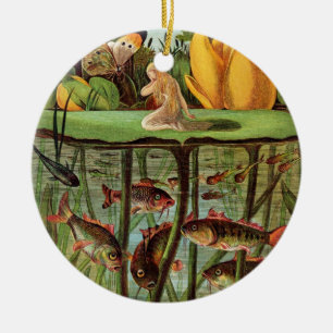 Tommelise sehr trostlos auf dem Wasserlilienblatt, Keramik Ornament
