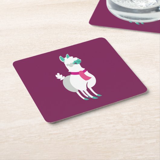 Tommy das Lama Rechteckiger Pappuntersetzer (angewinkelt)