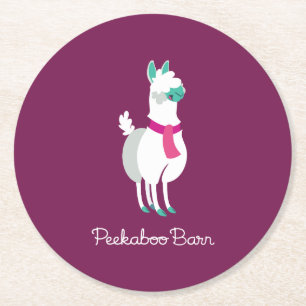 Tommy das Lama Runder Pappuntersetzer