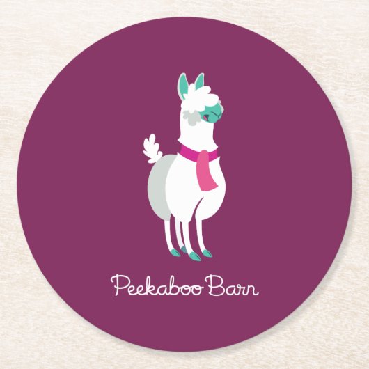 Tommy das Lama Runder Pappuntersetzer (Vorderseite)