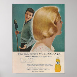 Tommy Sands 1958 Halo Shampoo Ad Poster
