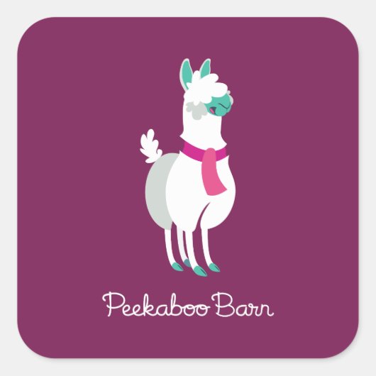 Tommy the Llama Quadratischer Aufkleber (Vorderseite)