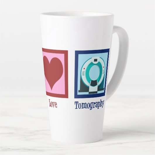 Tomographin Peace Liebe Tomographie Milchtasse (Rechte Ecke)