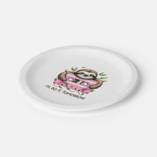 Tomorrow Funny Sloth Pappteller (Schrägansicht)