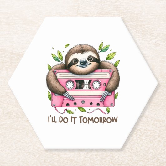 Tomorrow Funny Sloth Untersetzer (Vorderseite)