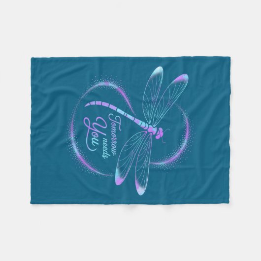 Tomorrow Needs You Suicide Awareness Dragonfly  Fleecedecke (Vorderseite (Horizontal))