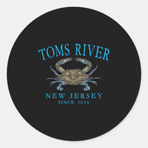 Toms River Nj Blaue Krabbe Seit 1614 Cyan-Schrift Runder Aufkleber