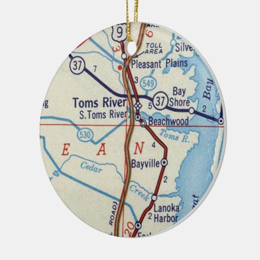 Toms River NJ Map Keramik Ornament (Links)