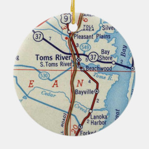 Toms River NJ Map Keramik Ornament