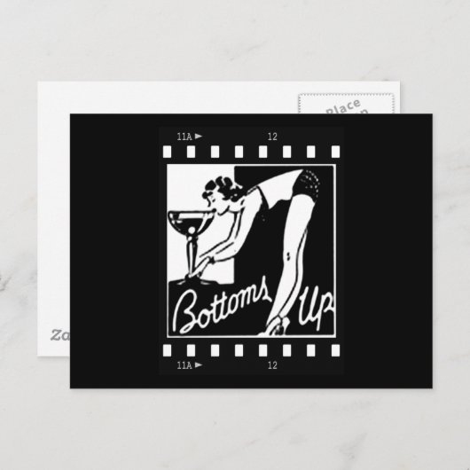 Toms up Retro Lady Drinks Riesiges Martini Postkarte (Vorne/Hinten)