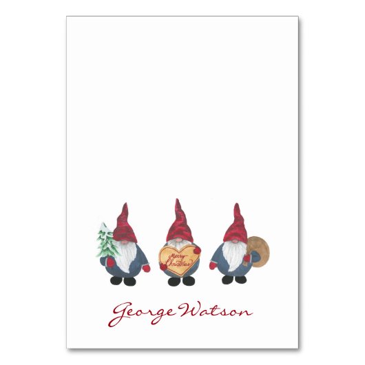 Tomten geklappte Tafelkarte Tischnummer (Vorderseite)