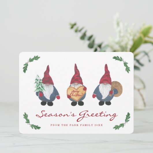Tomten Weihnachtskarte Feiertagskarte (Stehend Vorderseite)