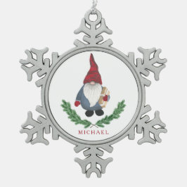 Tomten Weihnachtsschneeflocken Schneeflocken Zinn-Ornament