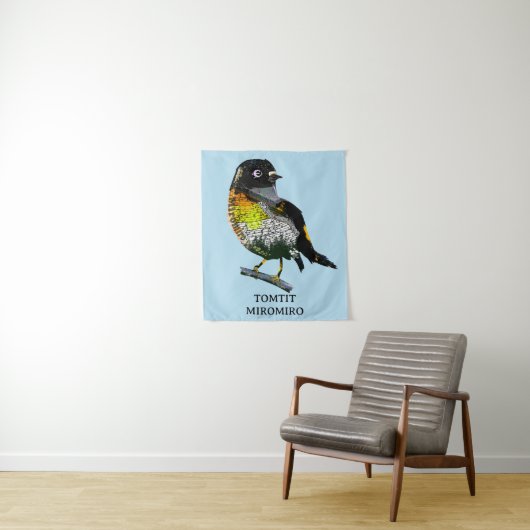 Tomtit Miromiro Wandteppich (Beispiel)