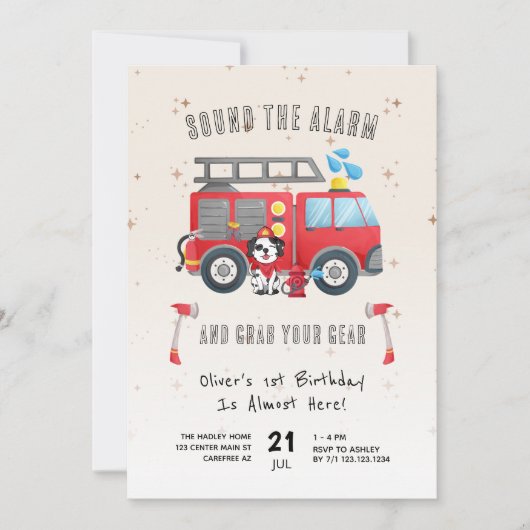 Ton 1. Geburtstag des Alarmanfalls Einladung (Vorderseite)