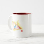 Ton ~ der Kaffee-Tassen-zwei Japan-USAfreundschaft Zweifarbige Tasse (Vorderseite Links)