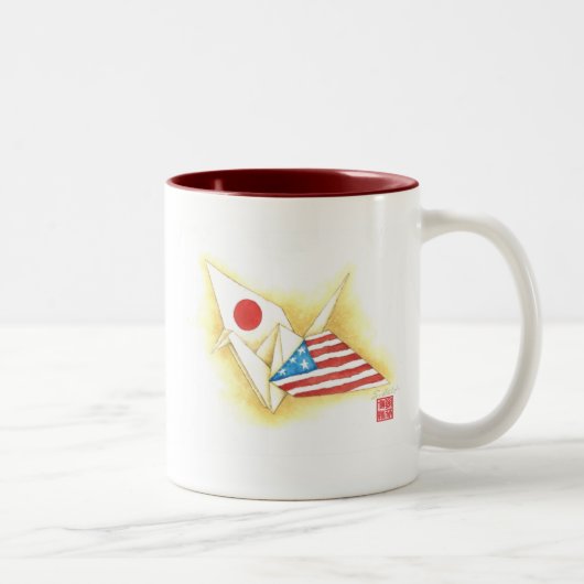Ton ~ der Kaffee-Tassen-zwei Japan-USAfreundschaft Zweifarbige Tasse (Rechts)