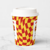 Ton des Alarmantriebs am Geburtstag überprüft Pappbecher (Links)