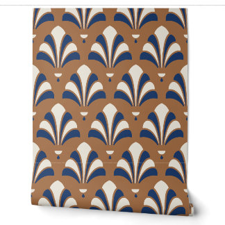 Ton, Elfenbein und Lapislazuli Art Deco Palmette F Tapete