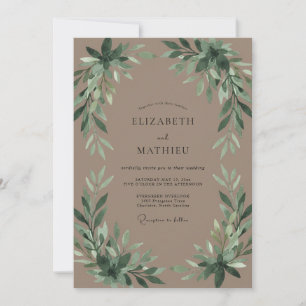Ton Emerald Laub Eukalyptus Hochzeit Einladung