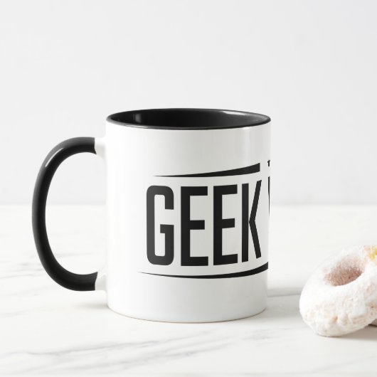 Ton-Kaffee-Tasse des Logo-zwei Tasse (Mit Donut)