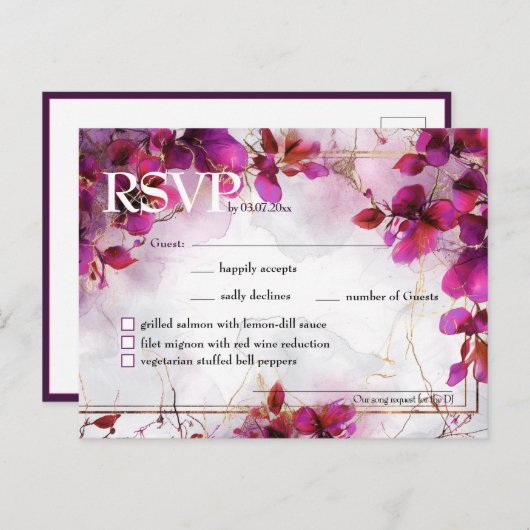 Ton & Menü Fuchsia Verzauberung: Wasserfarbe Postkarte (Vorne/Hinten)