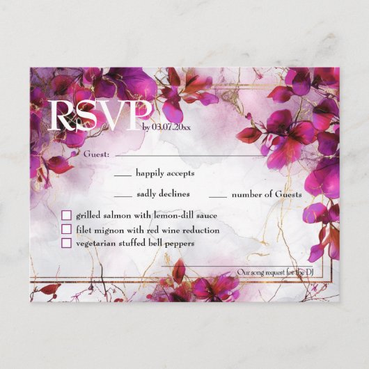 Ton & Menü Fuchsia Verzauberung: Wasserfarbe Postkarte (Vorderseite)