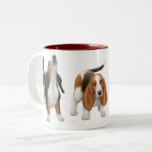 Ton-Tasse der Dachshund-Jagdhund-zwei Zweifarbige Tasse (Vorderseite Links)