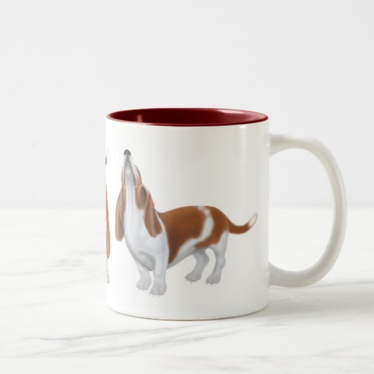 Ton-Tasse der Dachshund-Jagdhund-zwei Zweifarbige Tasse (Rechts)