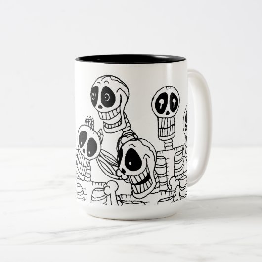 Ton-Tasse der Skelette zwei Zweifarbige Tasse (VorderseiteRechts)