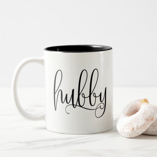 Ton-Tasse des Hubby-zwei Zweifarbige Tasse (Mit Donut)