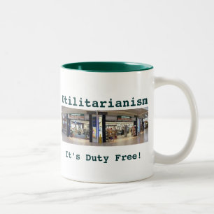 Ton-Tasse des Utilitarianismgrüns 2 (links) Zweifarbige Tasse