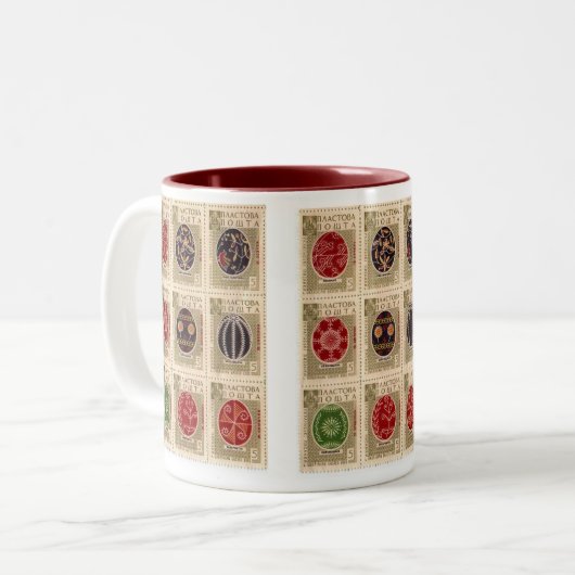 Ton-Tasse Pysanka Ukrainer-Osterei-zwei Zweifarbige Tasse (Vorderseite Links)