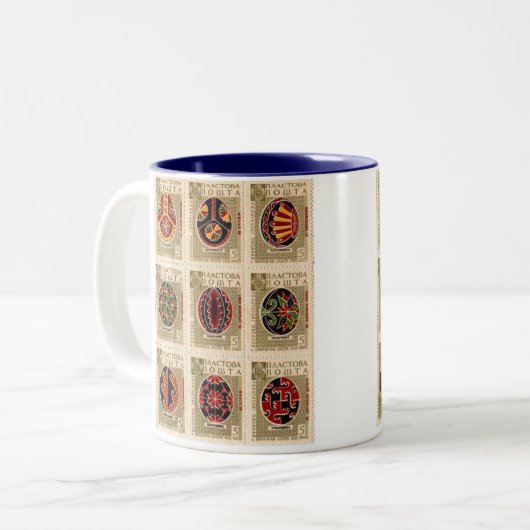 Ton-Tasse Pysanka Ukrainer-Ostern Egg2 zwei Zweifarbige Tasse (Vorderseite Links)