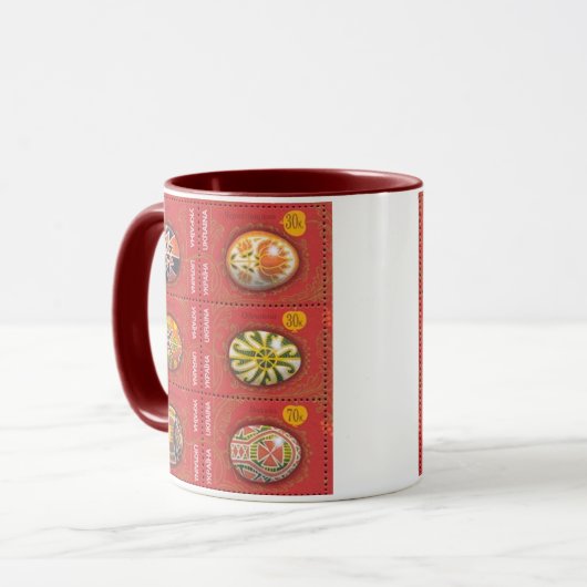 Ton-Tasse Pysanka Ukrainer-Ostern Egg3 zwei Tasse (Vorderseite Links)